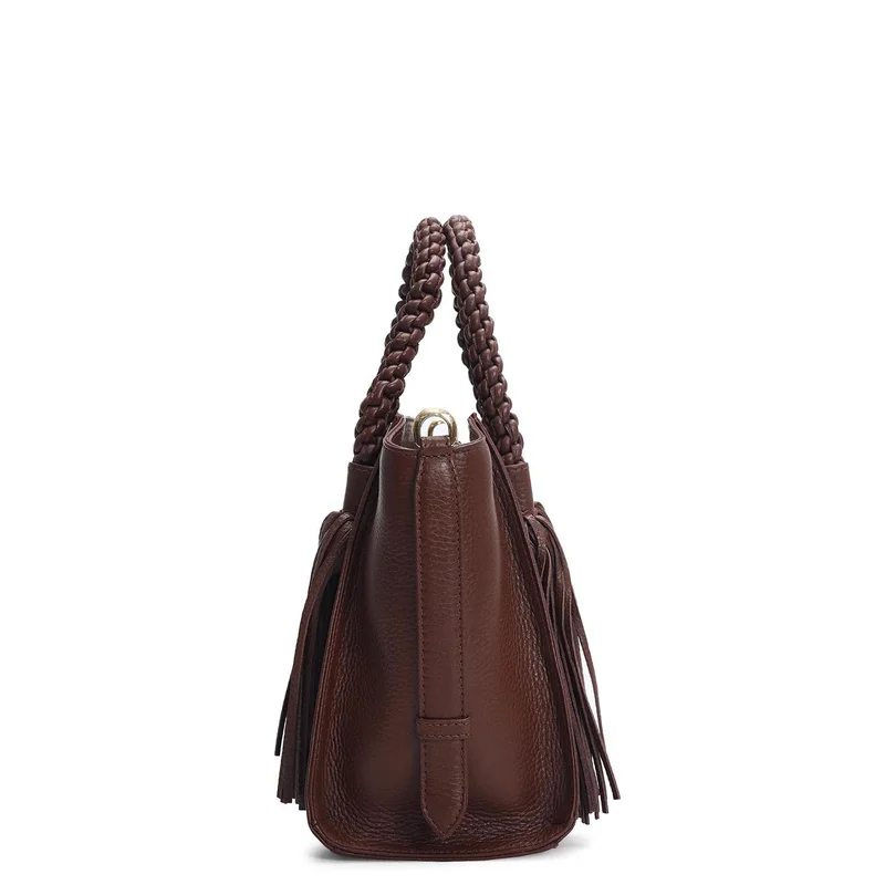 Da Milano Espresso Small Wax Leather Satchel - Espresso for Women | Best Price UAE